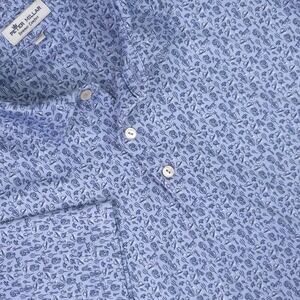 Peter Millar Polo Shirt Mens Large Blue Blackstone Summer Comfort Golf Stretch